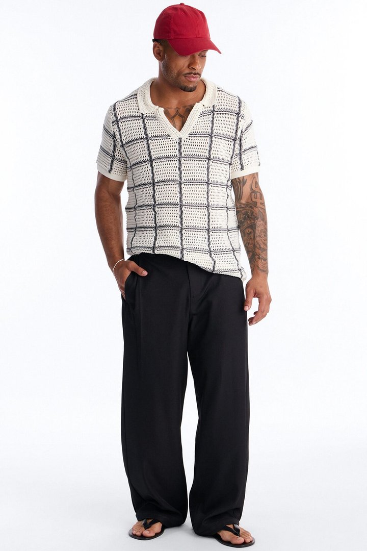 Cropped Crochet Carlton Johnny Polo - Cream
