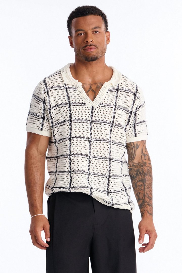 Cropped Crochet Carlton Johnny Polo - Cream