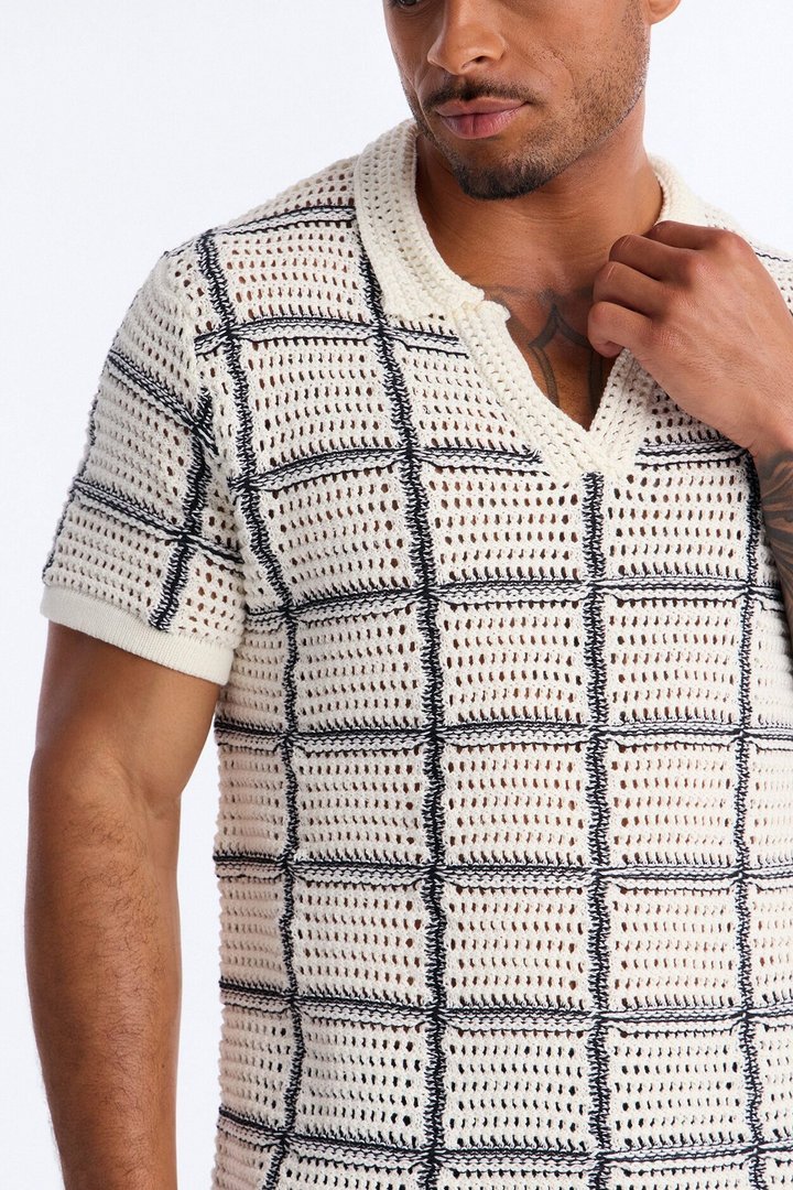 Cropped Crochet Carlton Johnny Polo - Cream