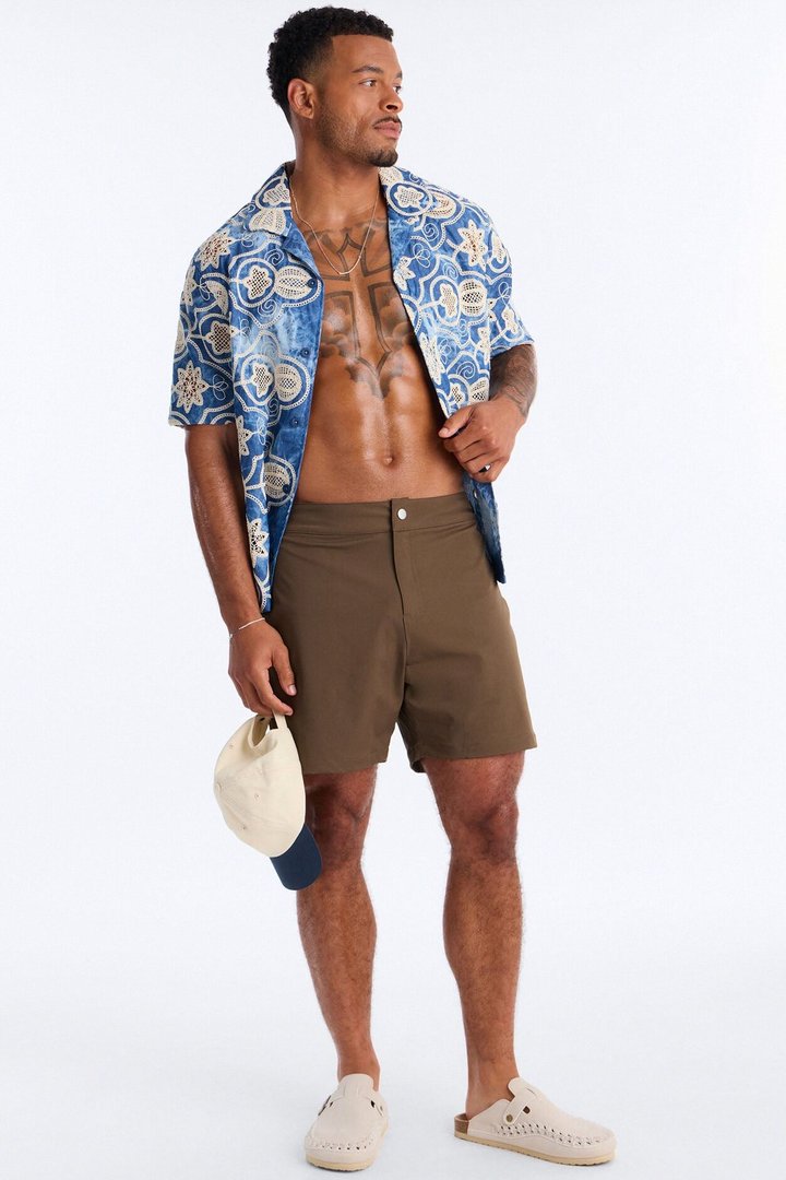 Elevated Stretch Trouser Swim Trunk 6″ - Brown