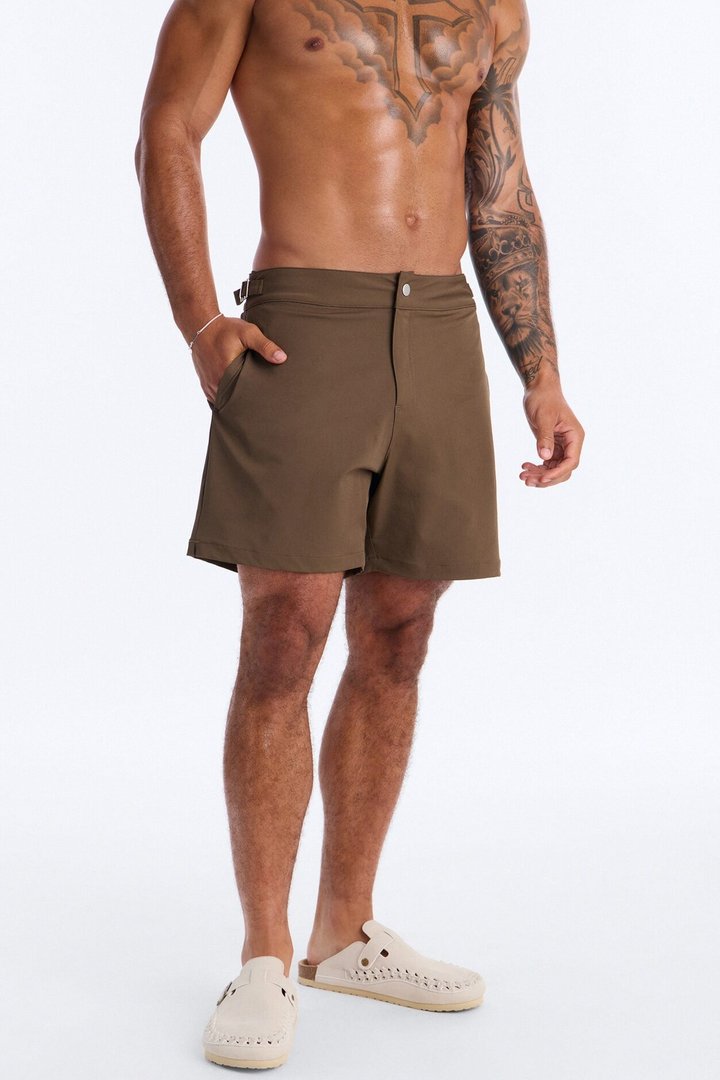 Elevated Stretch Trouser Swim Trunk 6″ - Brown