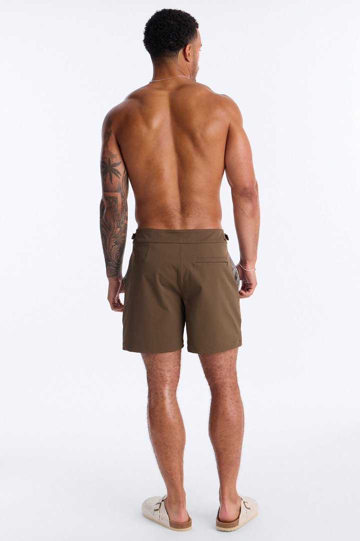 Elevated Stretch Trouser Swim Trunk 6″ - Brown