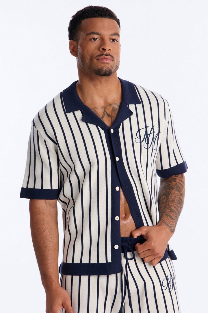 Relaxed Estate Stripe Button Up Shirt - Navy