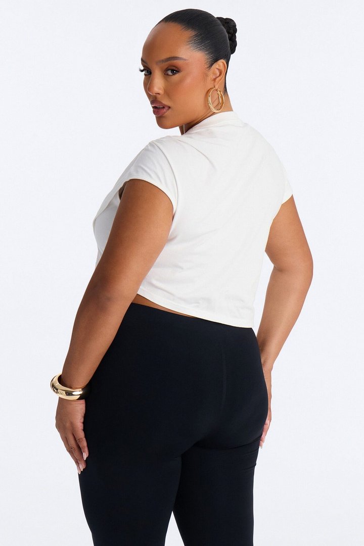 Unbothered Asymmetrical Short Sleeve T-Shirt - White