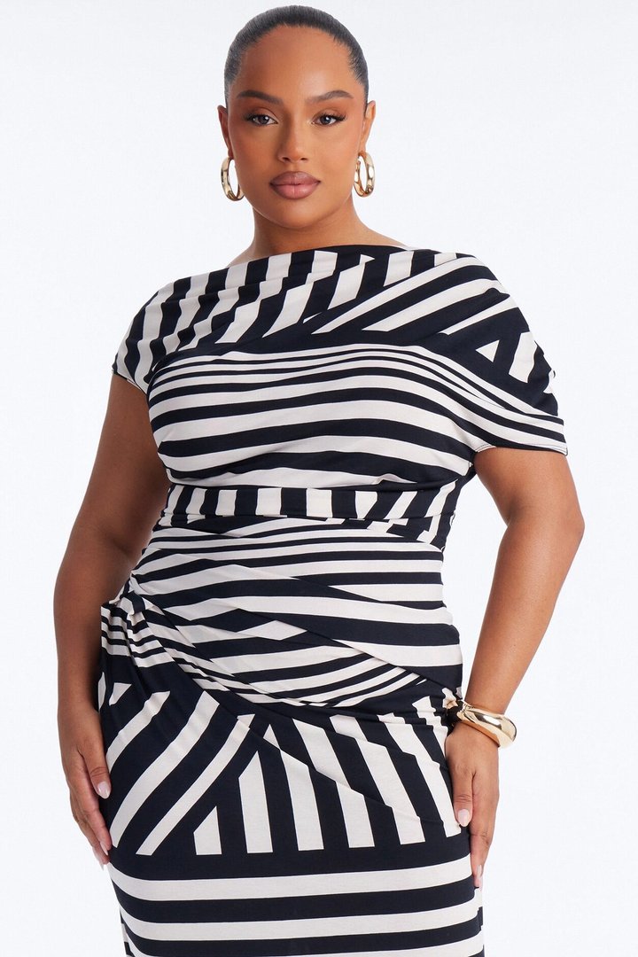 Checked In Maxi Dress - Black/White