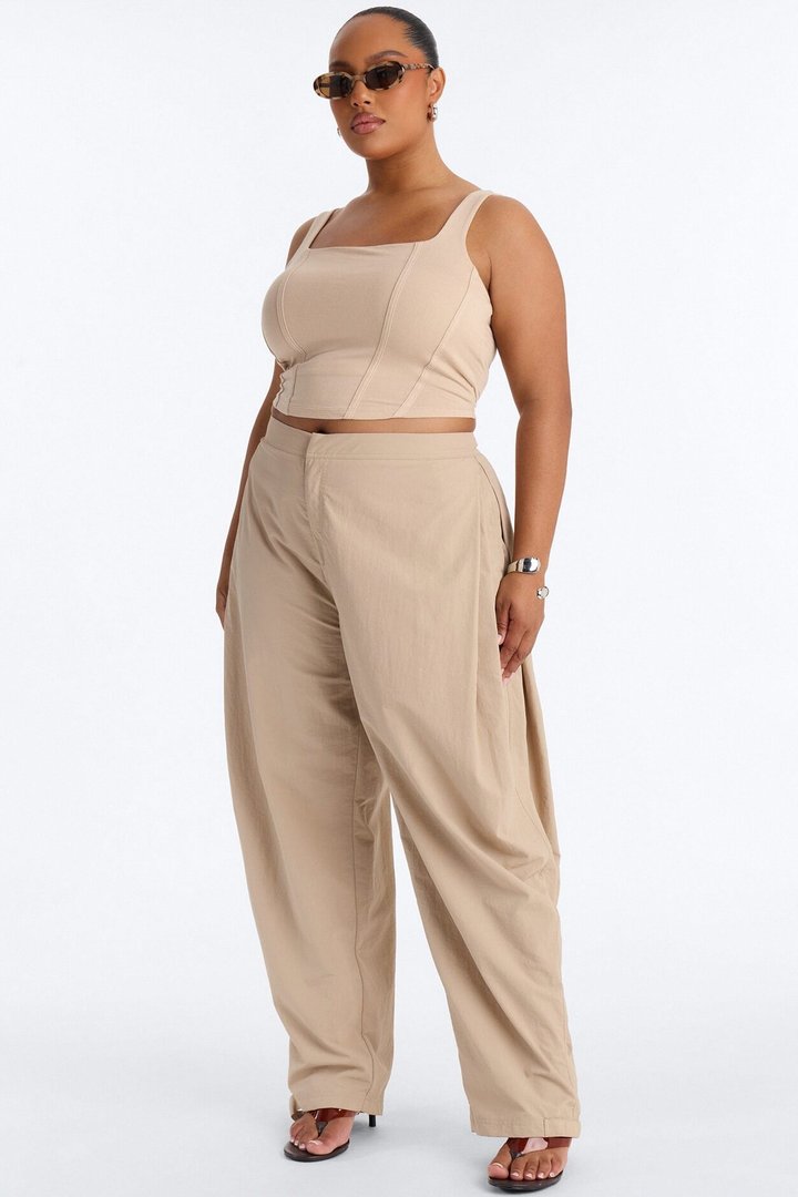Nylon Windbreaker Pant - Stone