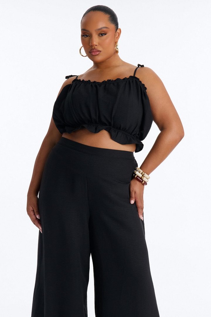 Kenya Wide Leg Pant Set - Black