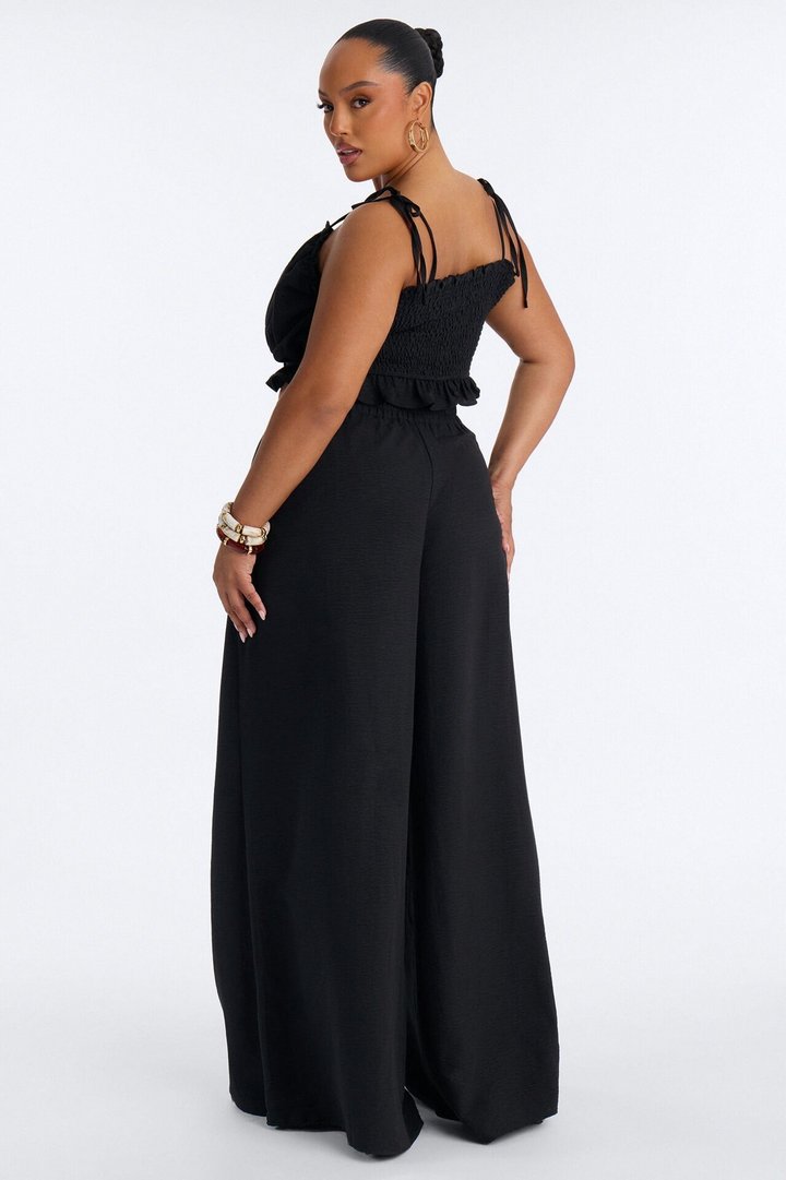 Kenya Wide Leg Pant Set - Black