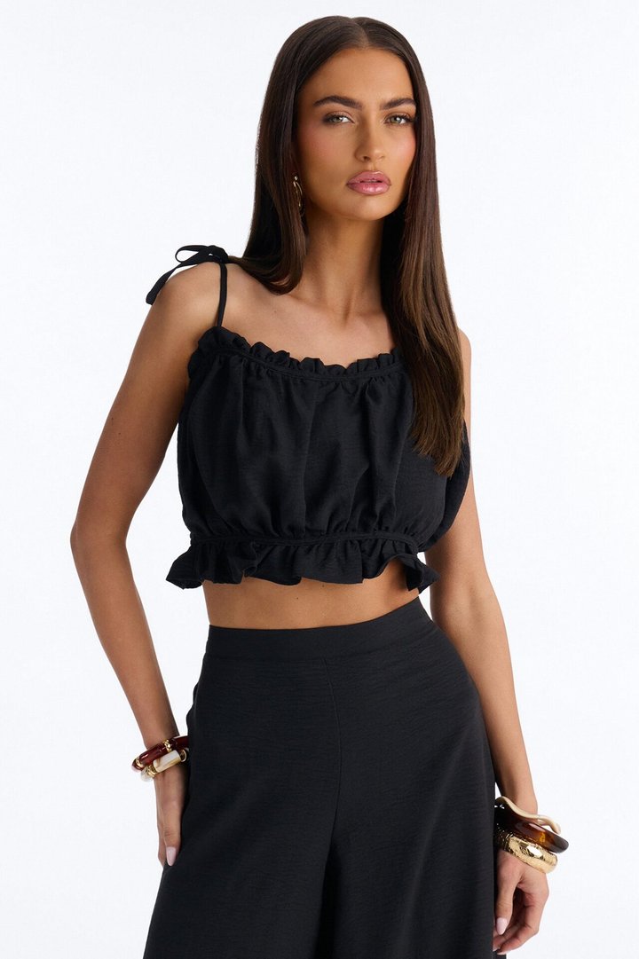 Kenya Wide Leg Pant Set - Black
