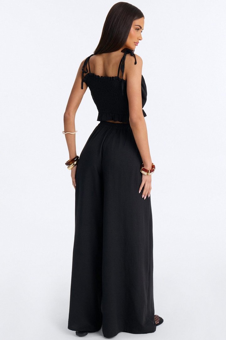 Kenya Wide Leg Pant Set - Black