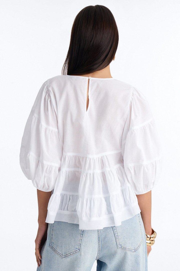 Laura BabyDoll Tiered Top - White