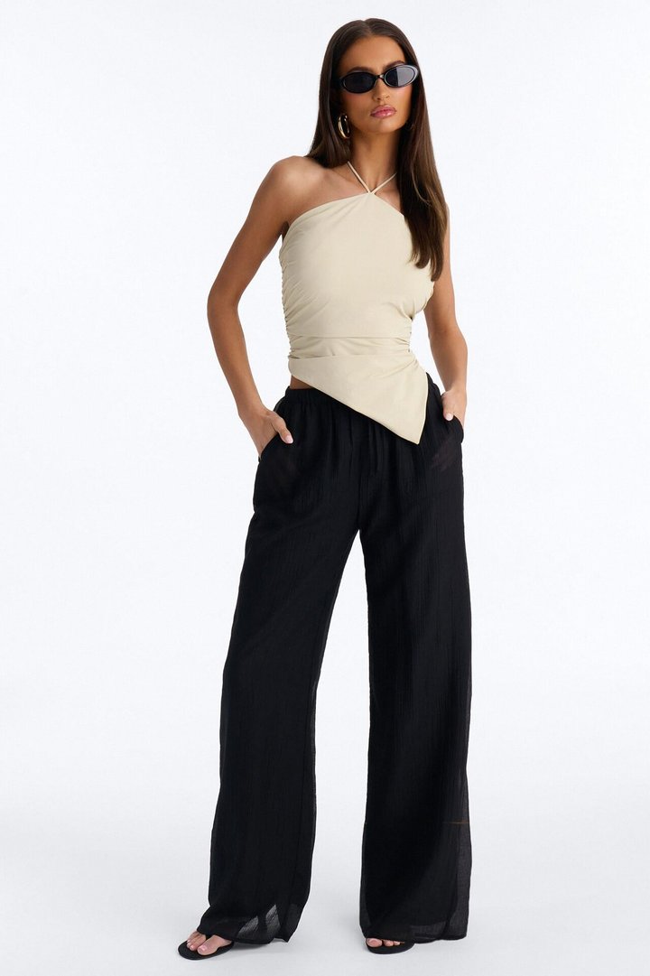 Vacay Babe Textured Wide Leg Pant - Black