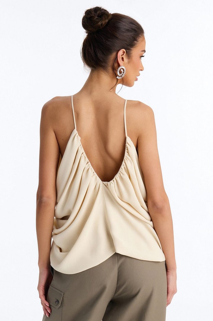 Wild In Bloom Ruched Chiffon Top - Cream