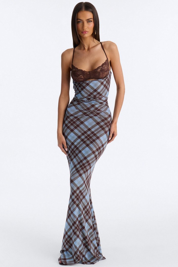 Photo Op Mesh Maxi Dress - Blue/combo