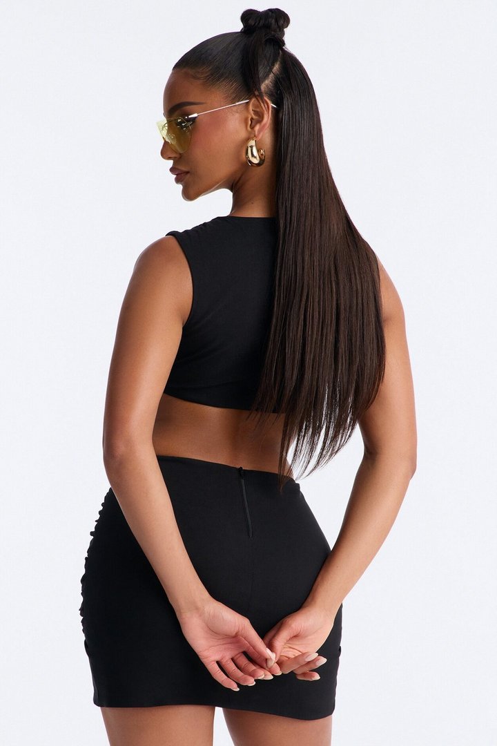 Not Sorry Lace Up Micro Mini Dress - Black