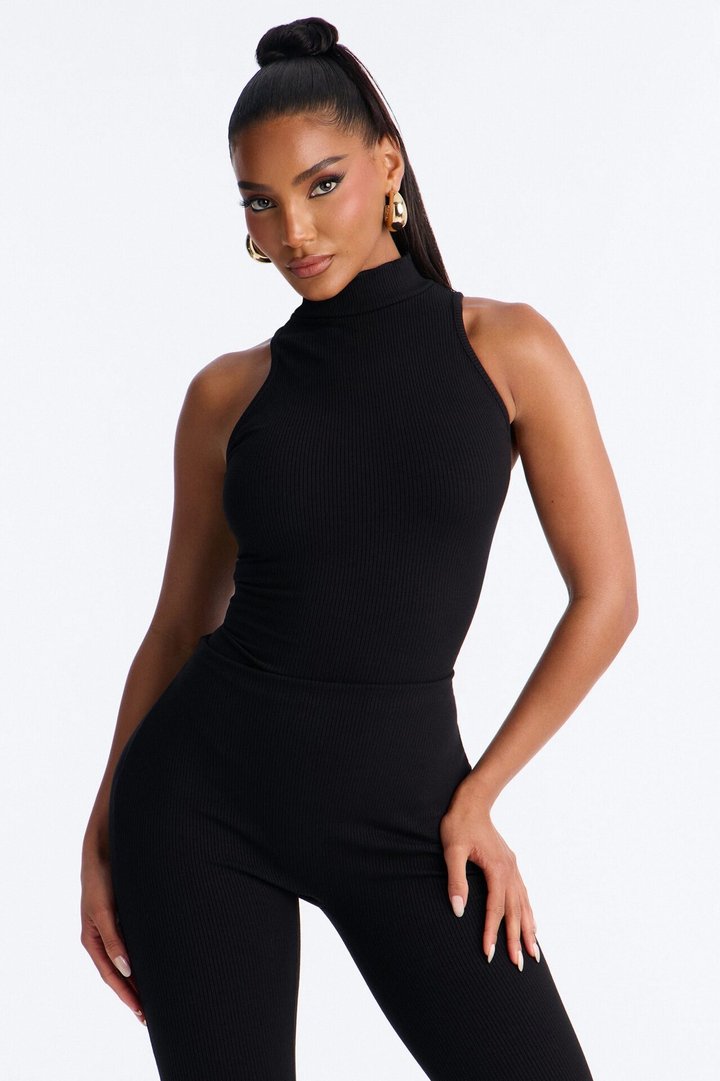 Maribel Sleeveless Snatched Capri Jumpsuit - Black
