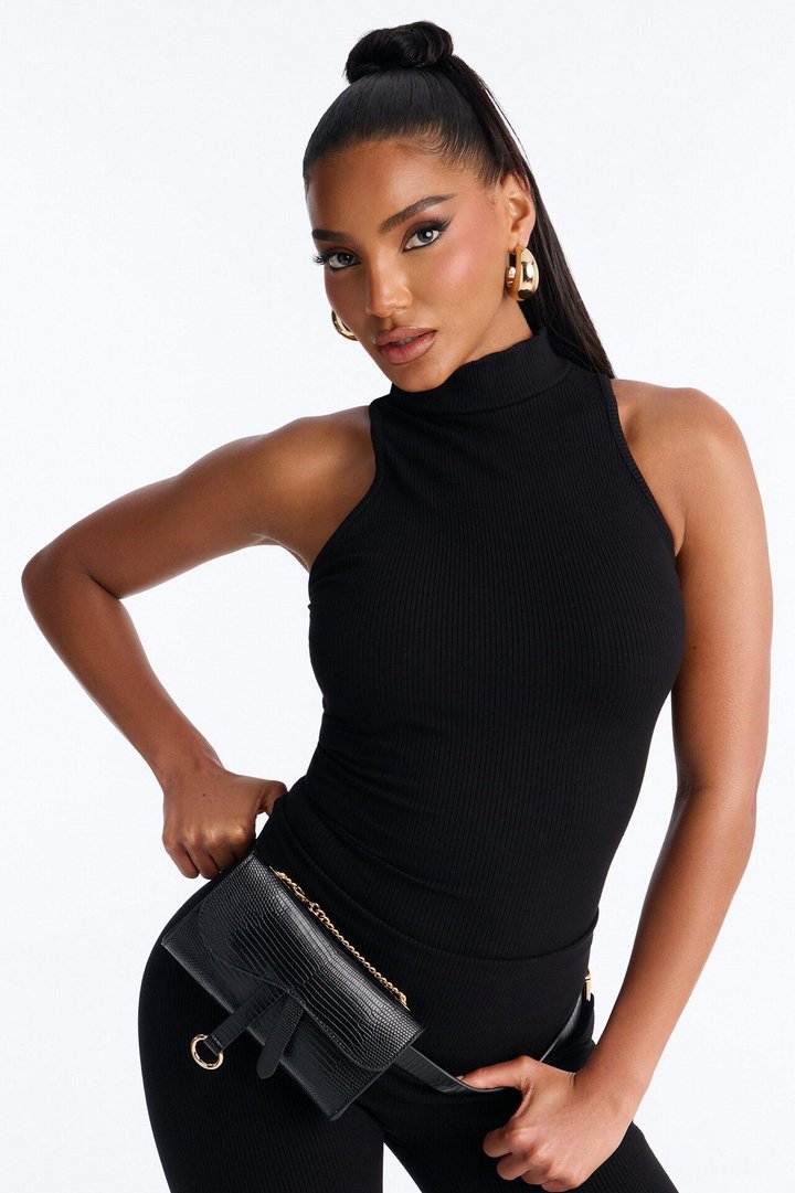 Juliet Embossed Faux Leather Belt Bag - Black