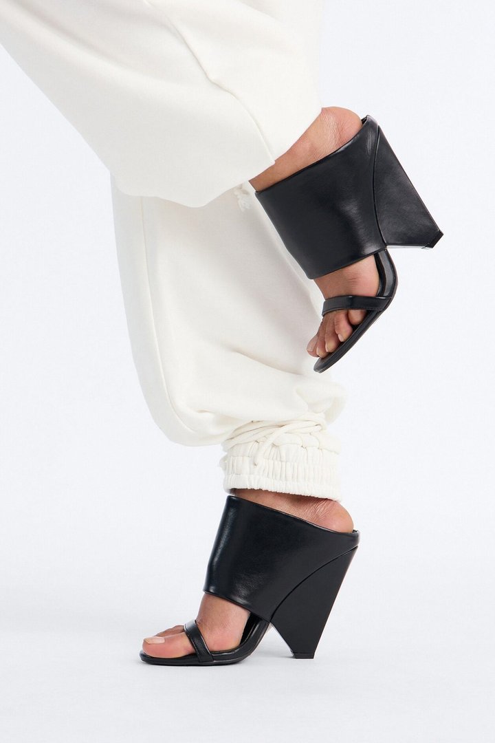 Lohan Faux Leather Wedges - Black