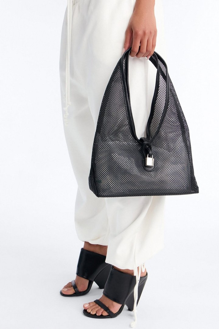 See Right Through You Mesh Shoulder Bag - Black