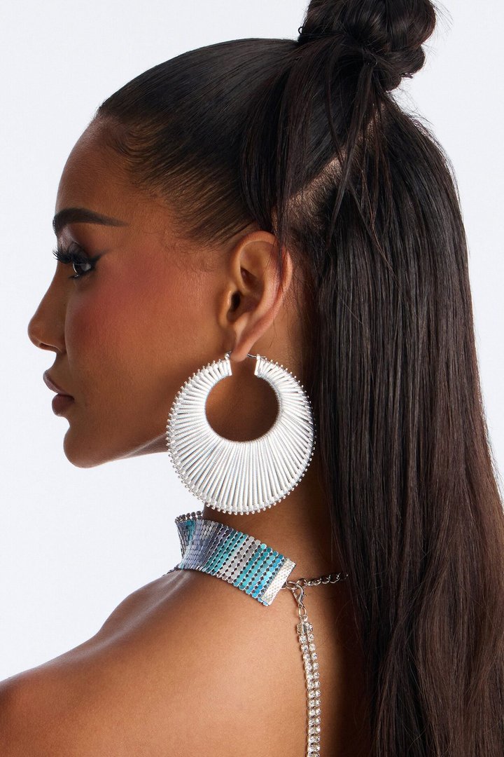Set The Vibe Hoop Earrings - Silver