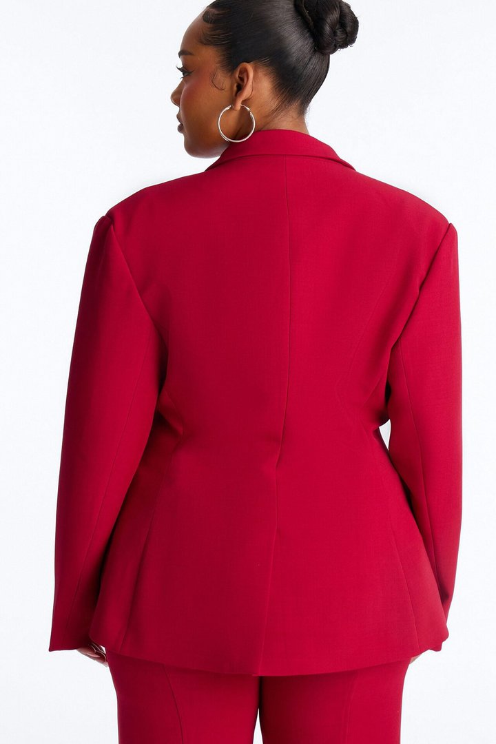 Empire Essentials Double Breasted Blazer - Red