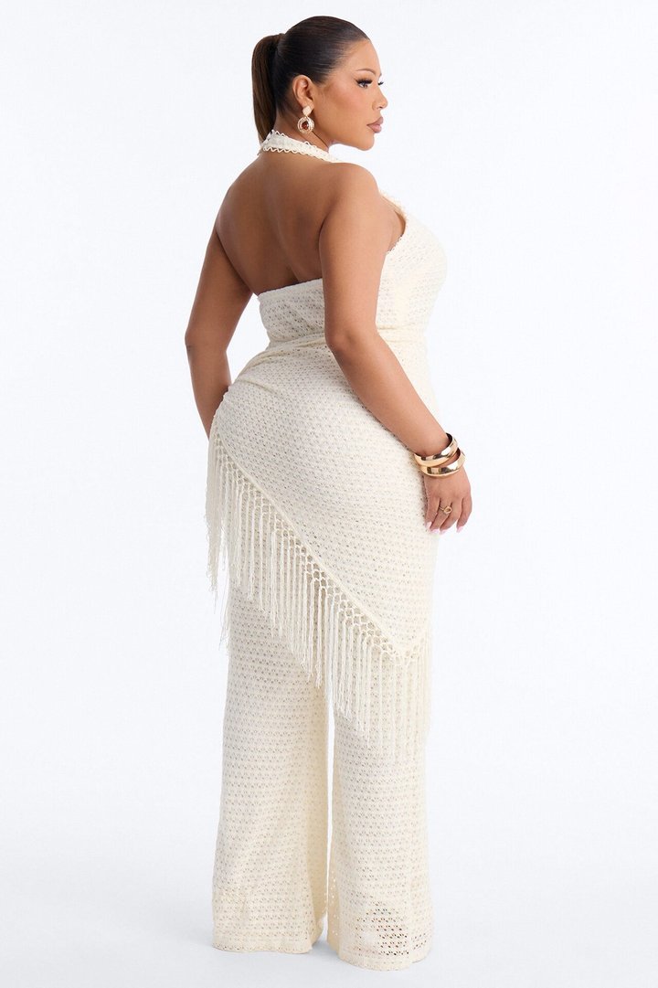 Mariah Jumpsuit And Tie Waist Scarf Set - Cream