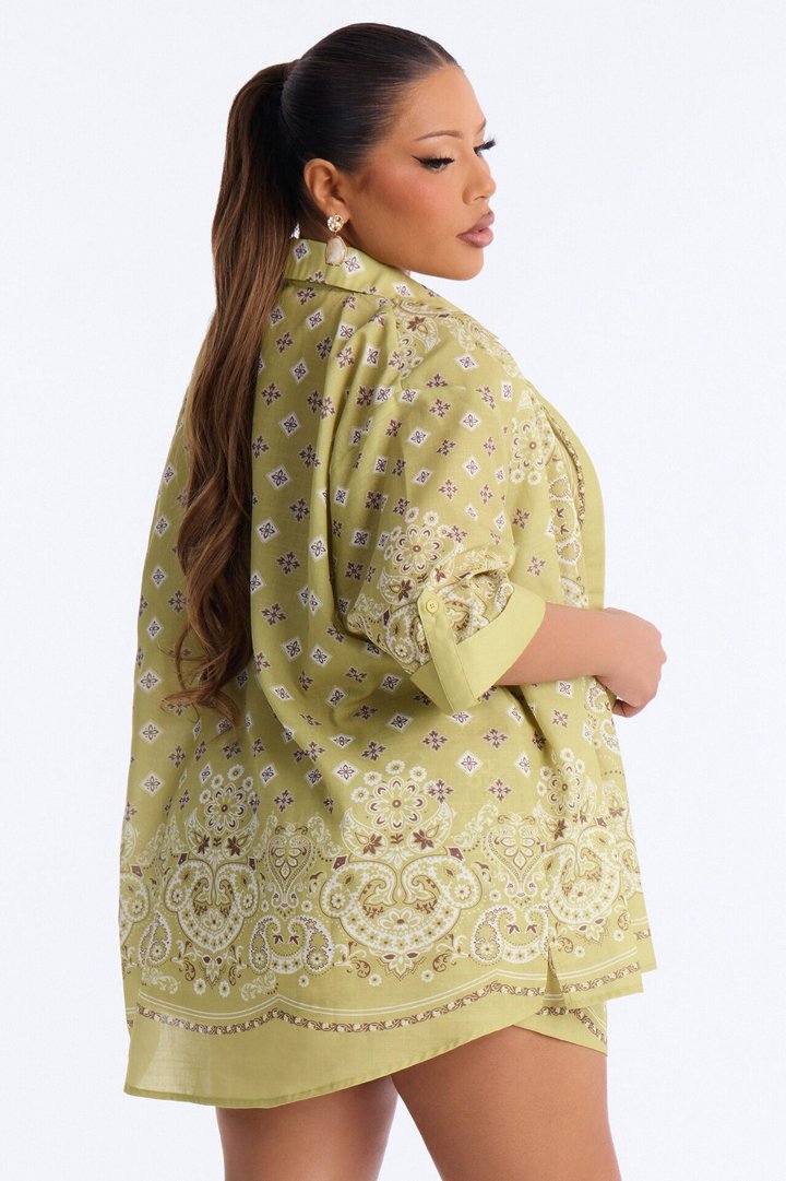 Daphne Paisley Short Set - Green