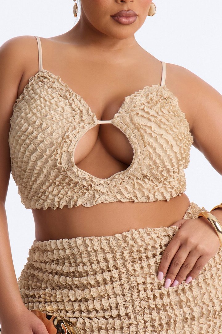 Kelsey Textured Maxi Skirt Set - Beige