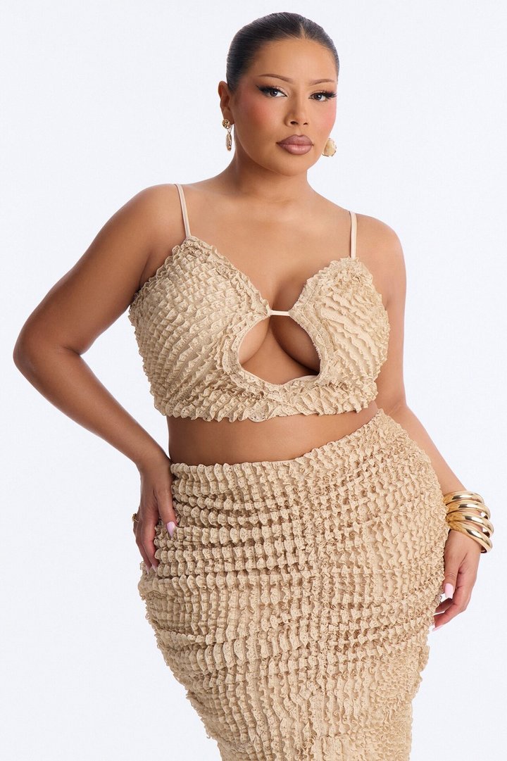 Kelsey Textured Maxi Skirt Set - Beige