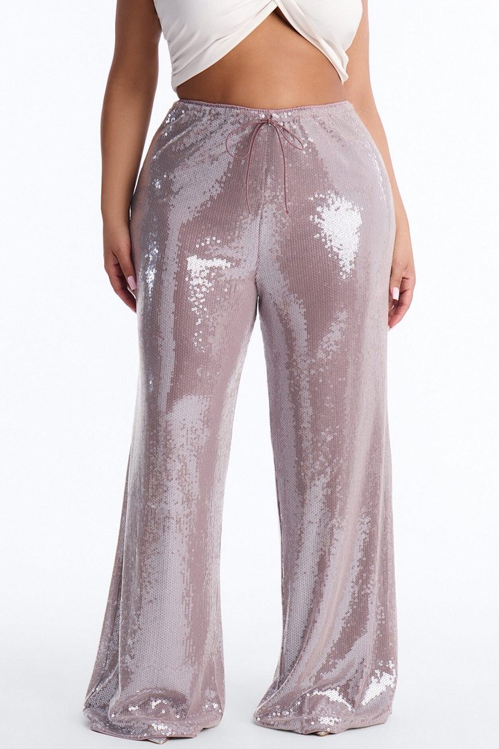 Glow Time Sequin Embellished Pants - Orchid