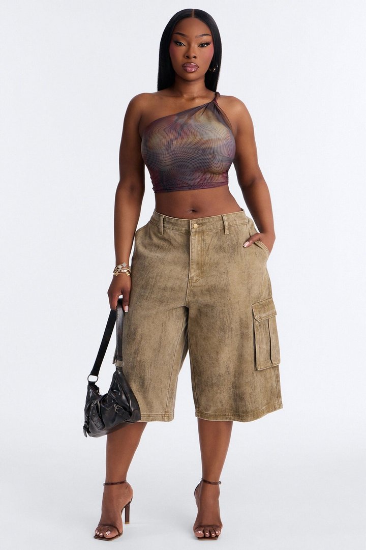 All Washed Out Cargo Bermuda Short - Brown/combo