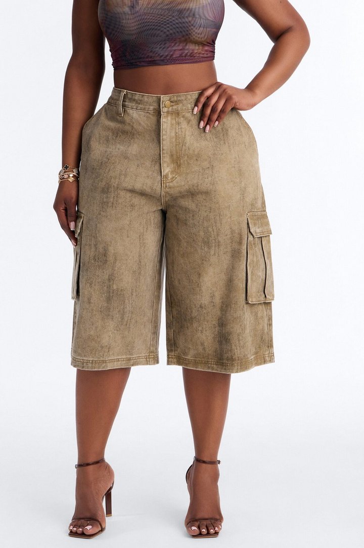 All Washed Out Cargo Bermuda Short - Brown/combo