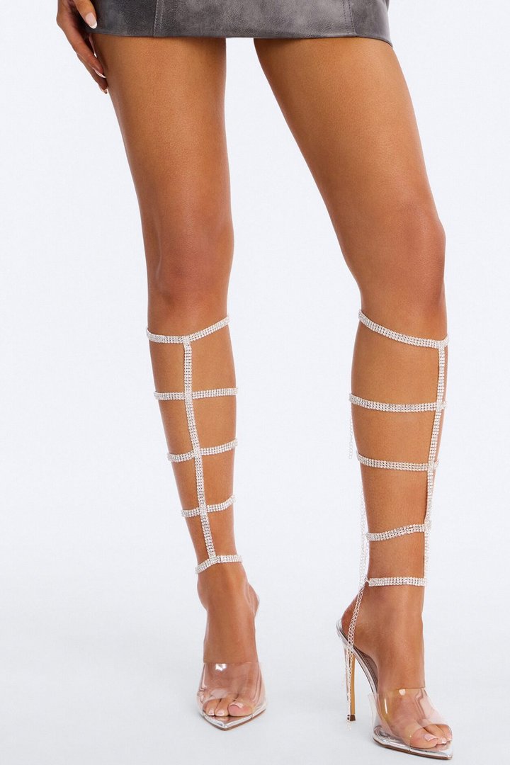 Angel Walk 2 Piece Leg Chain Set - Silver