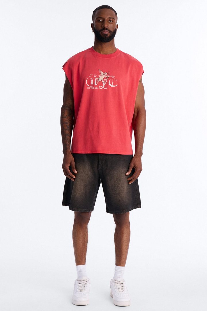 NYC Angels Vintage Muscle Tee - Red