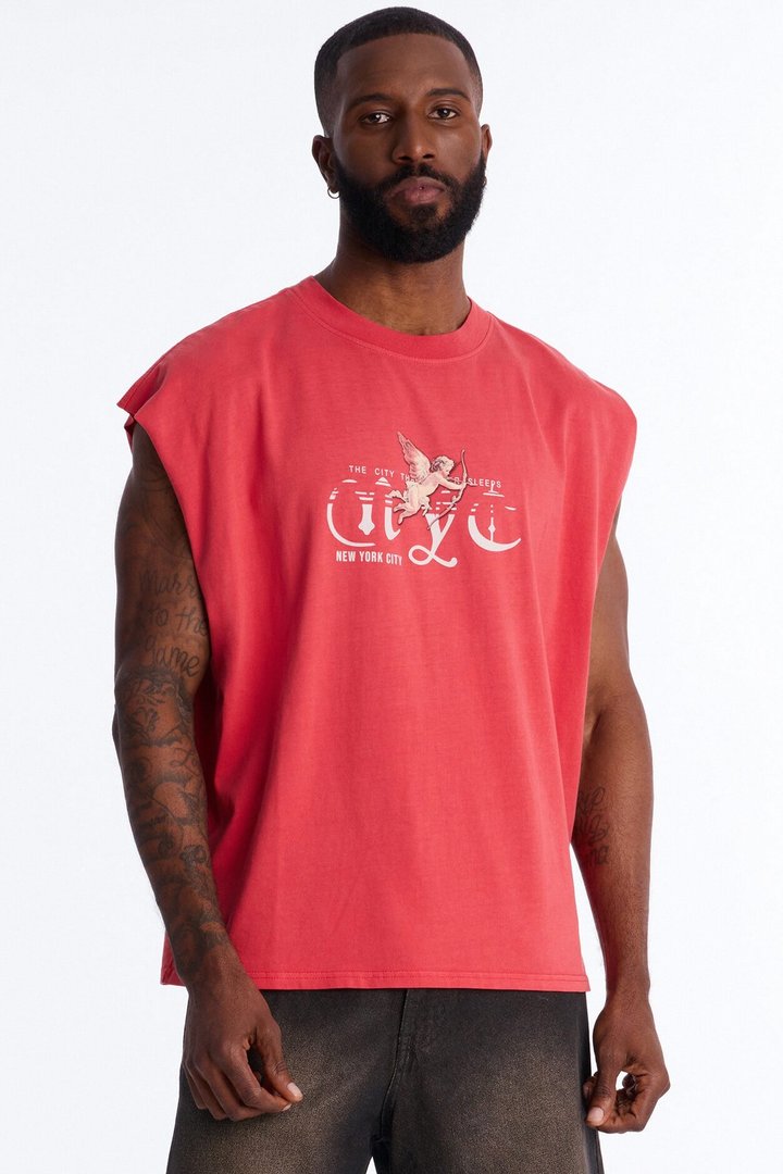 NYC Angels Vintage Muscle Tee - Red