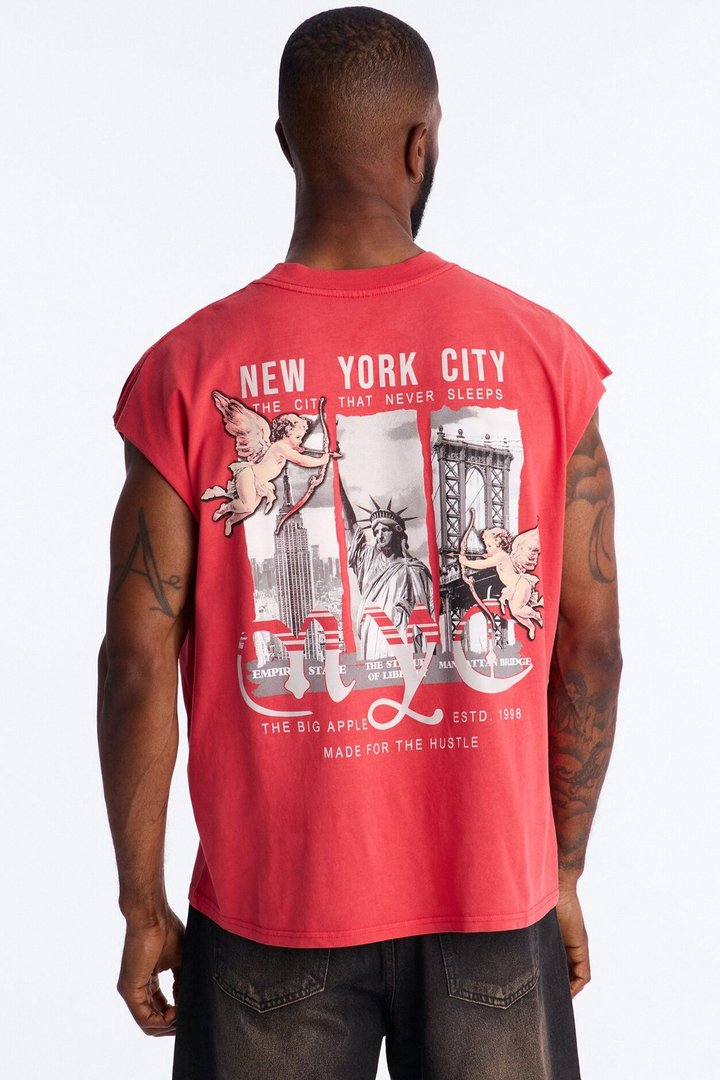NYC Angels Vintage Muscle Tee - Red