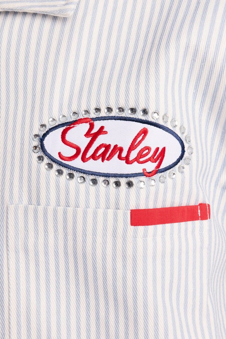 Cropped Tune Up Mechanic Shirt - Blue