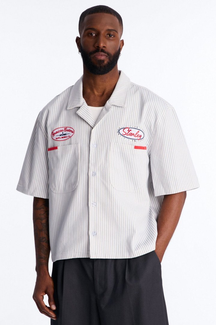 Cropped Tune Up Mechanic Shirt - Blue