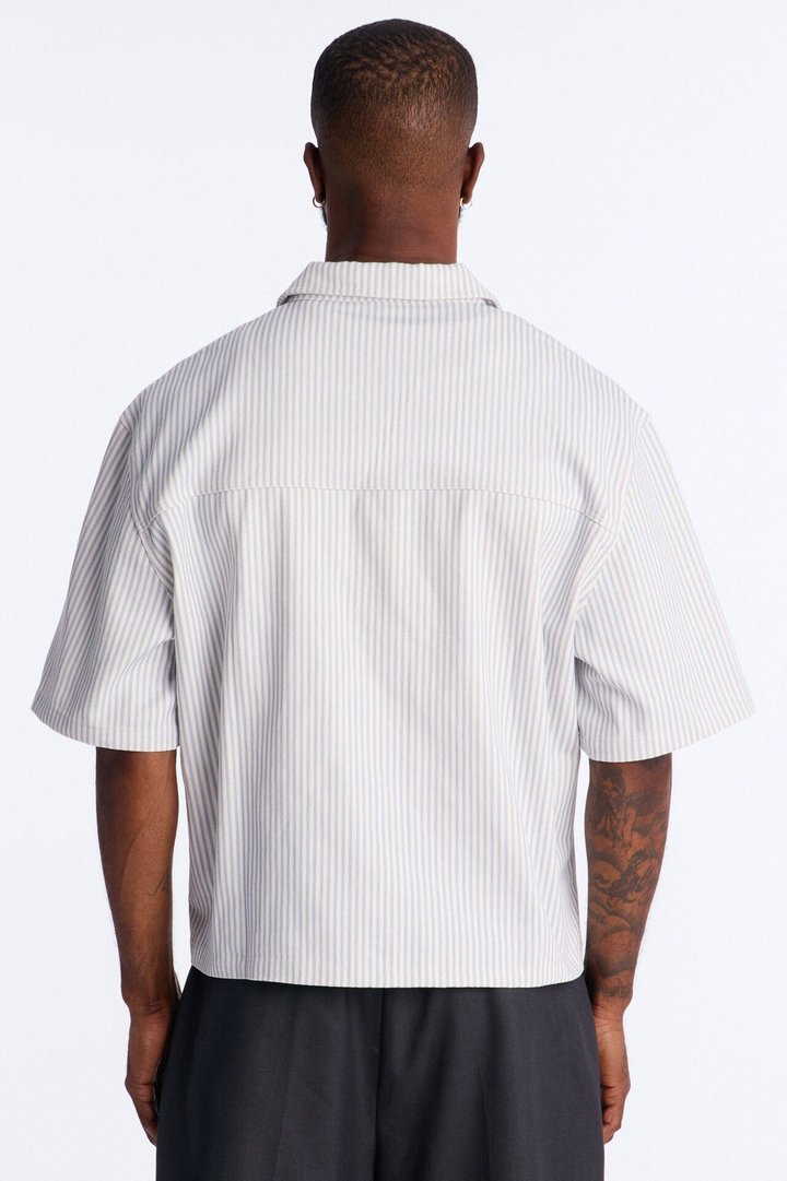 Cropped Tune Up Mechanic Shirt - Blue