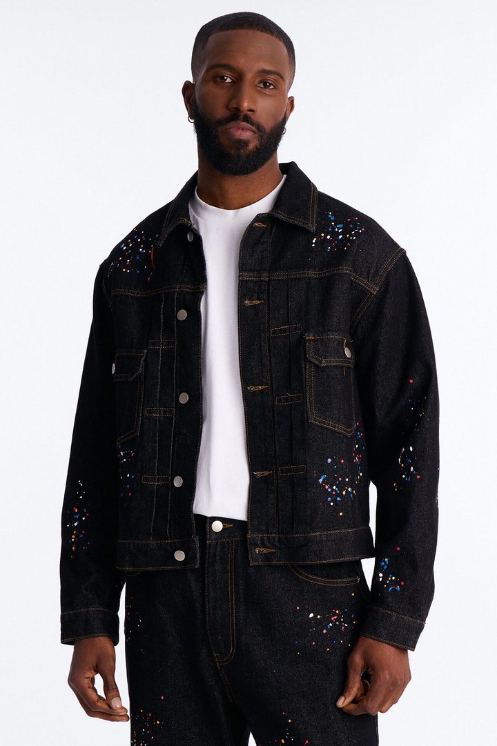 Studio Paint Denim Trucker Jacket - Dark Wash