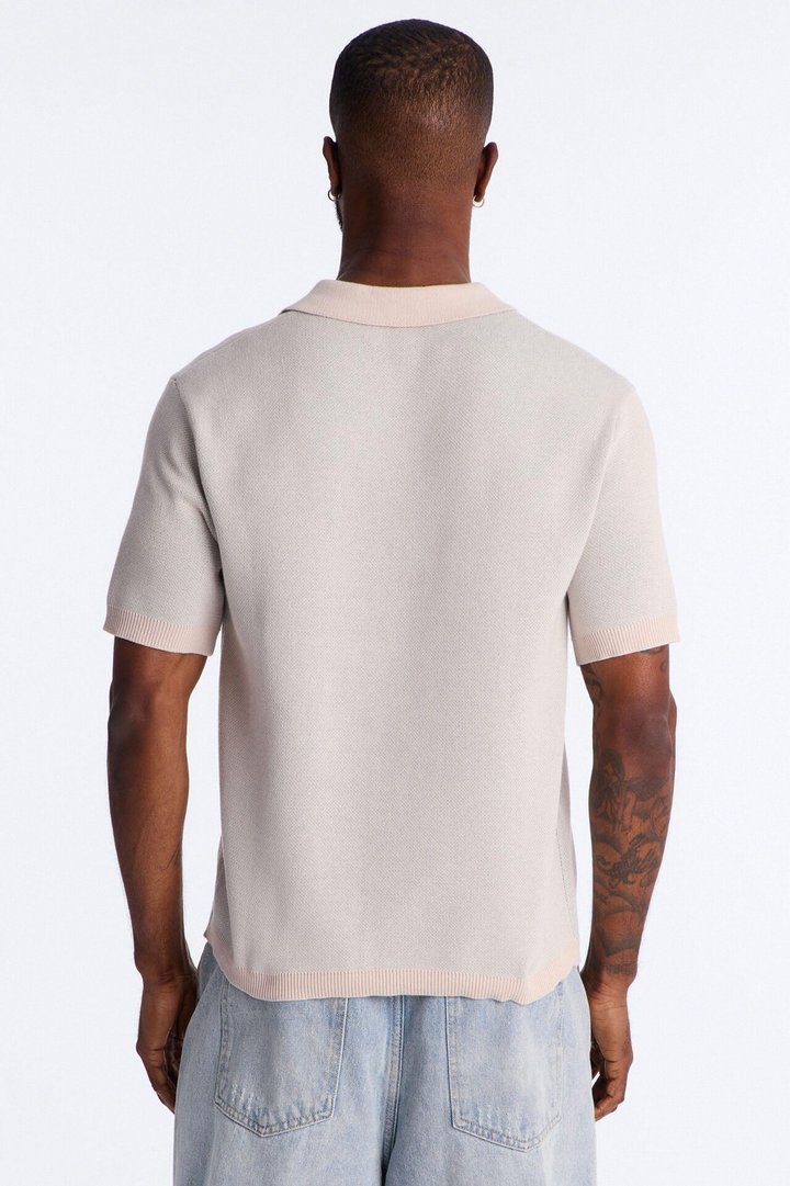 88 Apex Johnny Collar Knit Top - Cream