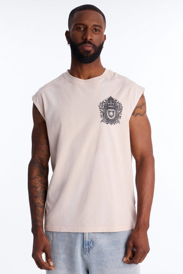 Born A King Vintage Muscle Tee - Charcoal