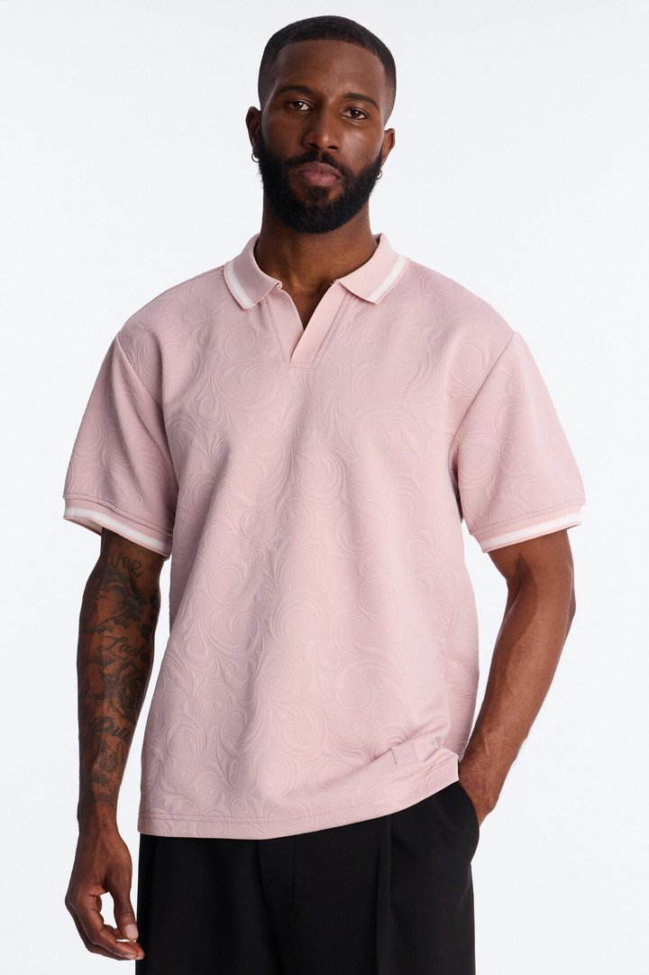 Saints Floral Johnny Collar Polo - Mauve