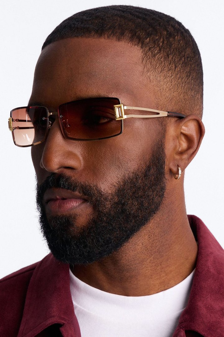 Gridlock Steel Square Sunglasses - Brown