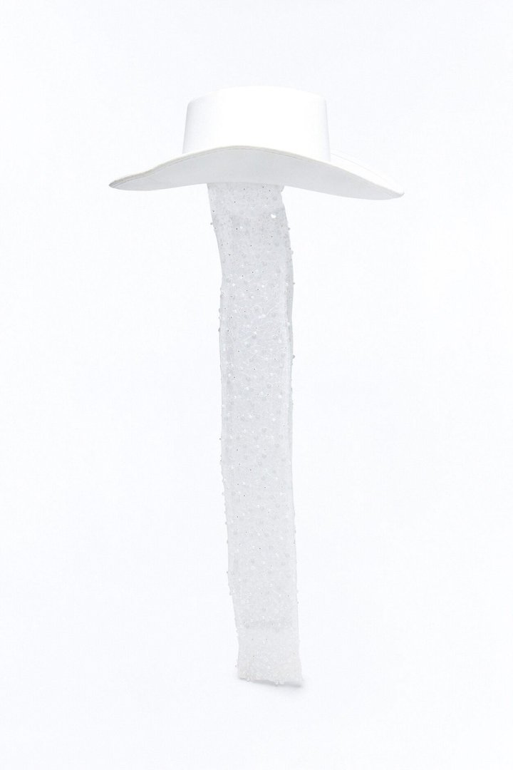 A Girl In White Cowboy Hat - White