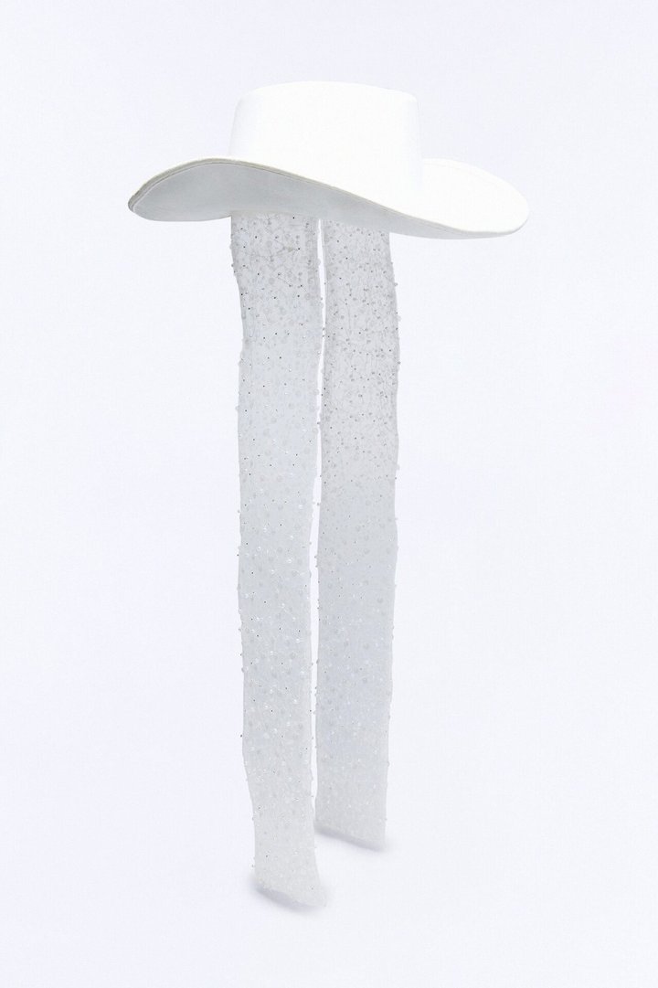 A Girl In White Cowboy Hat - White