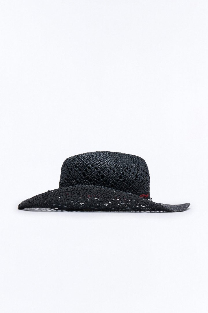 Dark Love Ed Hardy Straw Cowboy Hat - Black
