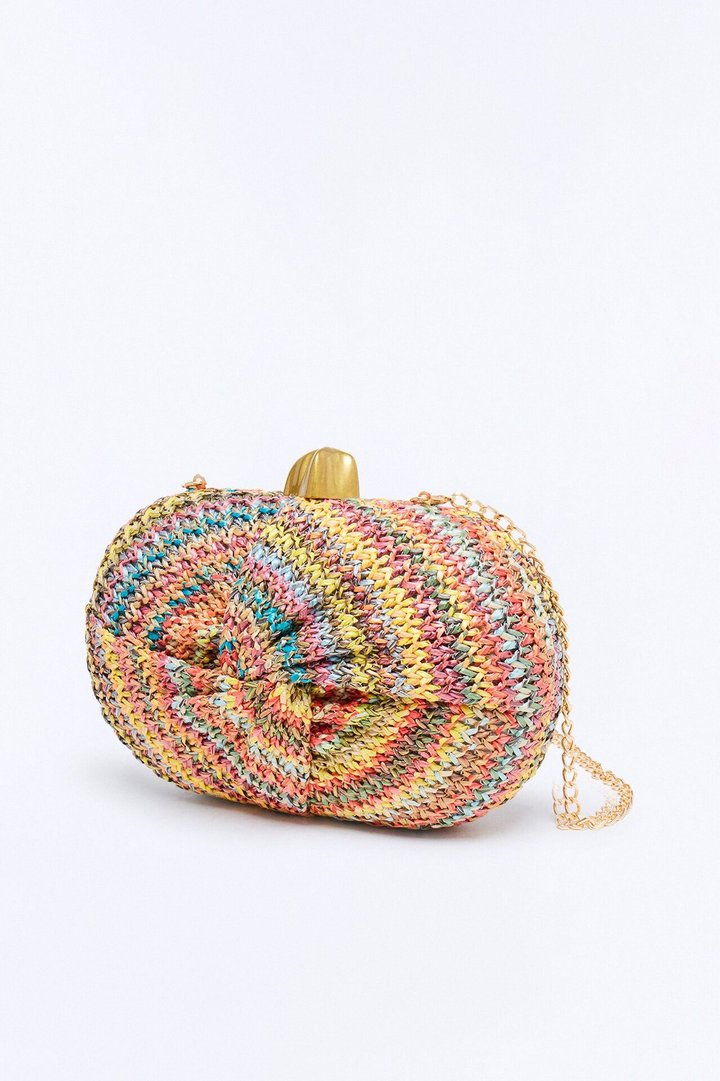 Sunset Spectrum Straw Clutch - Multi Color