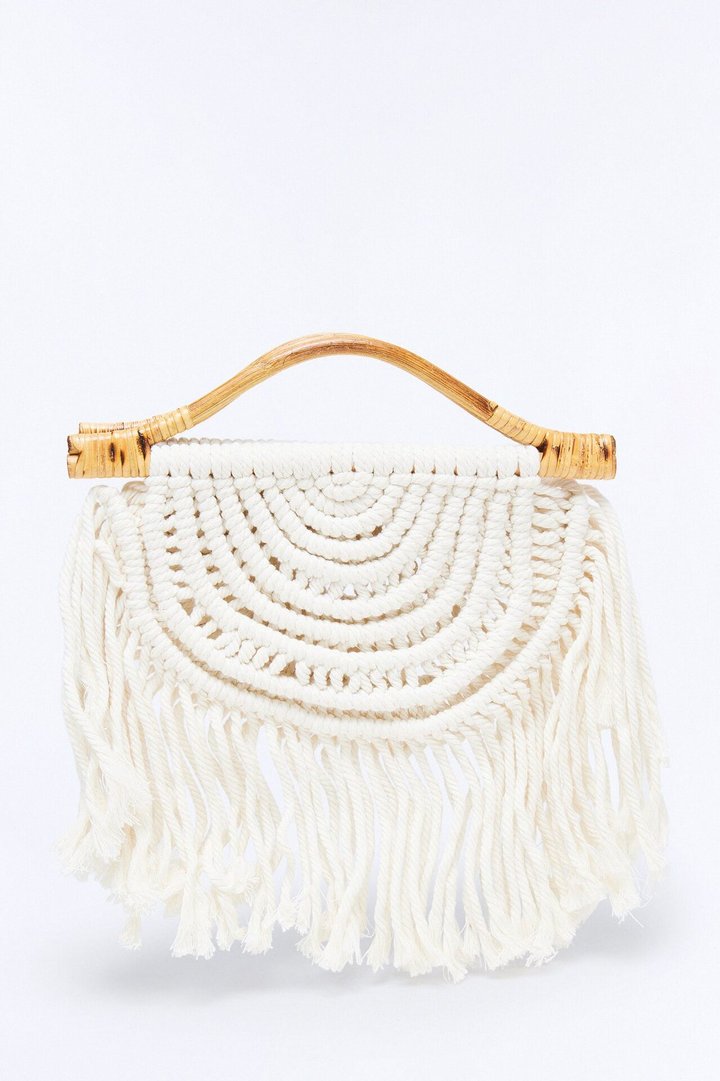 Tropical Thread Crochet Satchel Handbag - Natural/Combo