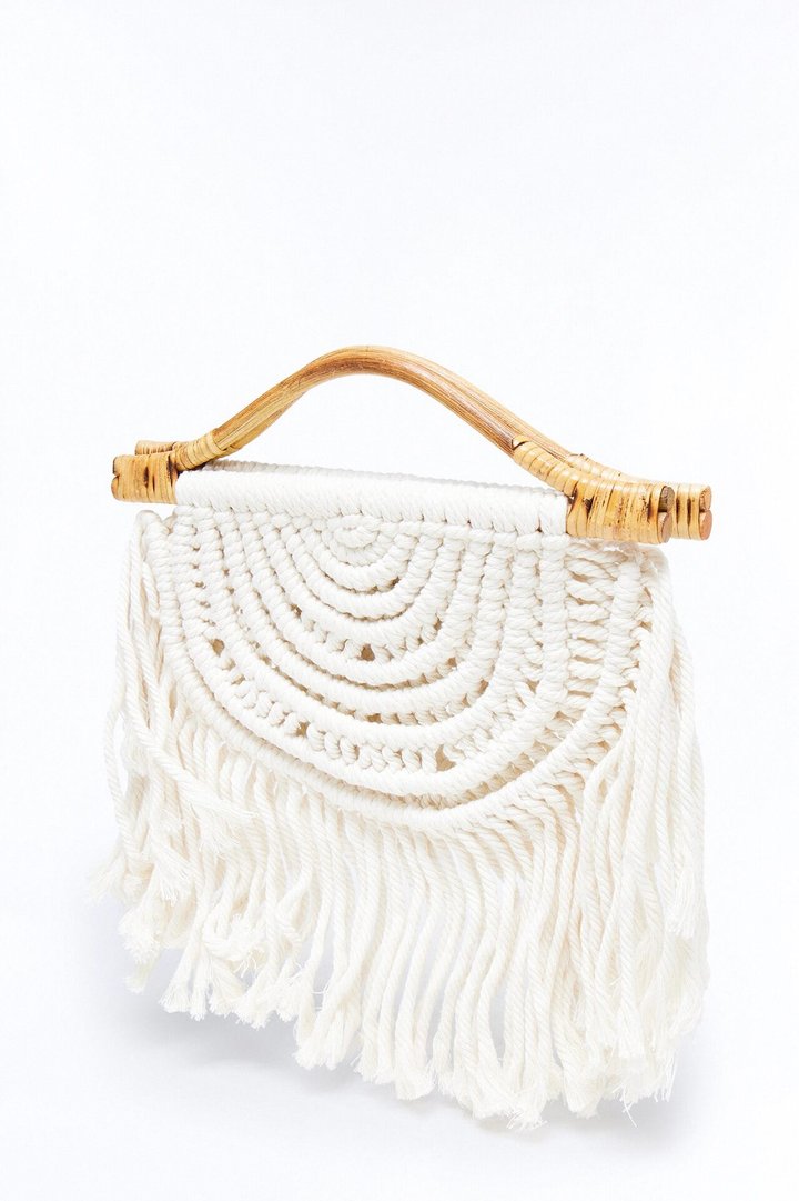 Tropical Thread Crochet Satchel Handbag - Natural/Combo